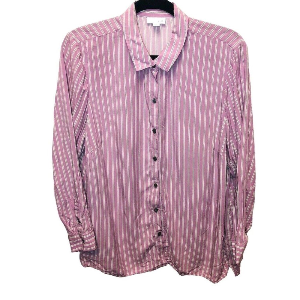 J.Jill Pink Pinstripe Blouse Shirt Top Button Up